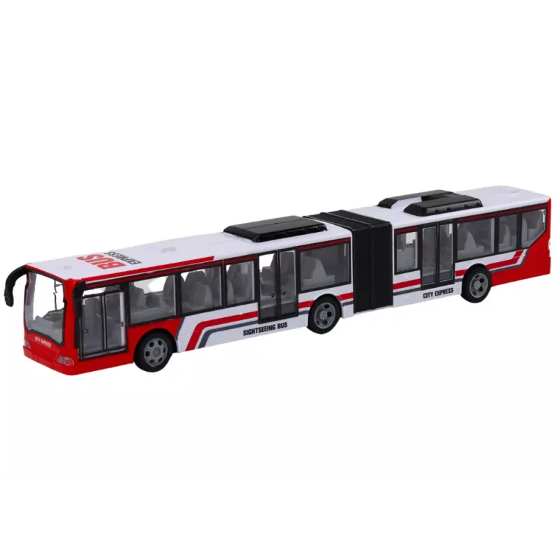 LEAN TOYS nuotolinio valdymo miesto autobusas raudonas ir baltas, mastelis 1:20