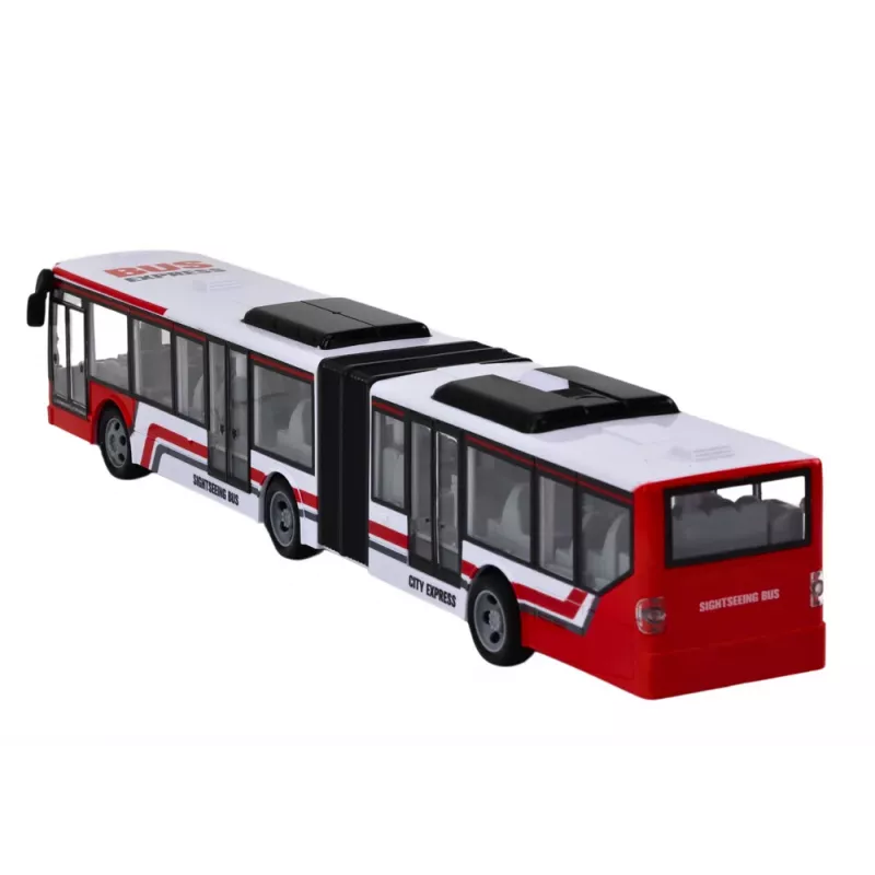 LEAN TOYS nuotolinio valdymo miesto autobusas raudonas ir baltas, mastelis 1:20
