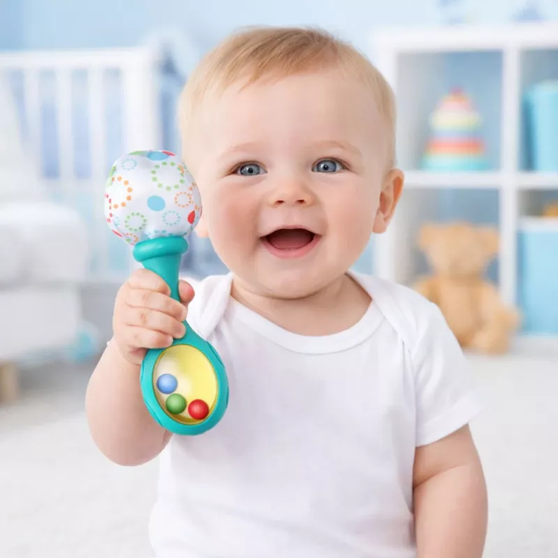 LEAN TOYS Barškučių rinkinys su minkštu kamuoliuku – geltona ir žalia, 2 vnt.