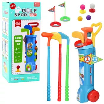 LEAN TOYS golfo rinkinys su vežimėliu, lazdomis, lauko sporto žaidimas 20 vnt.