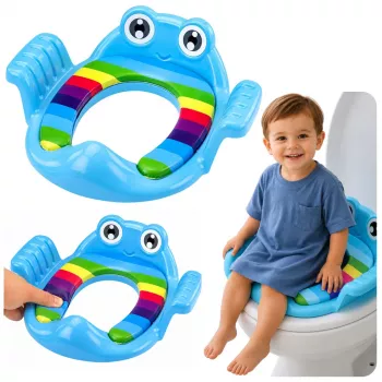 LEAN TOYS klozeto dangtis vaikams minkšta sėdynė su rankenomis mėlyna