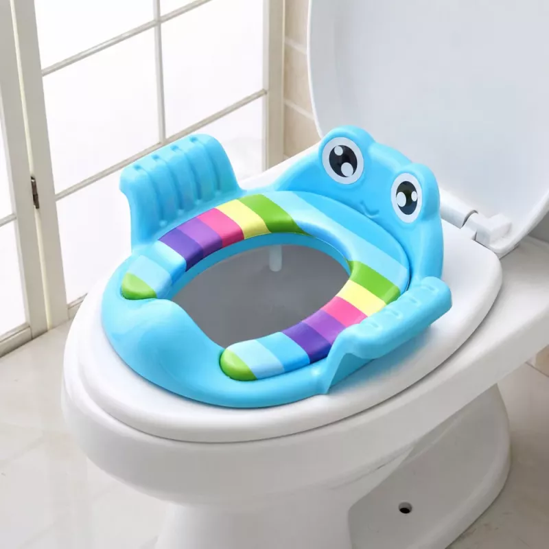 LEAN TOYS klozeto dangtis vaikams minkšta sėdynė su rankenomis mėlyna