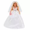 LEAN TOYS Anlily nuotakos lėlė su blizgučiais puošta vestuvine suknele, šydu, puokšte, tortu, bateliais, 29 cm