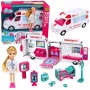 LEAN TOYS sulankstomas greitosios pagalbos automobilis lėlėms, ligoninės mini lėlių aksesuarai, 11 vnt.
