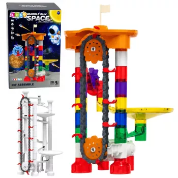 LEAN TOYS Construction Blocks Space Track For Balls Tunnels Colorful 3D 85 pcs.