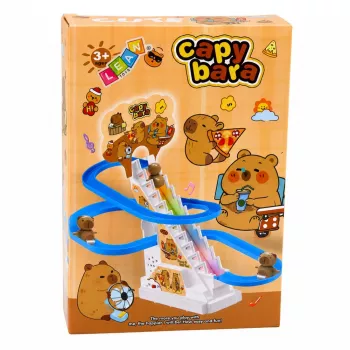 LEAN TOYS Capybara vėžės su judančiais laiptais, šviesomis ir garsais - muzikinis lipimo žaislas vaikams nuo 3 metų