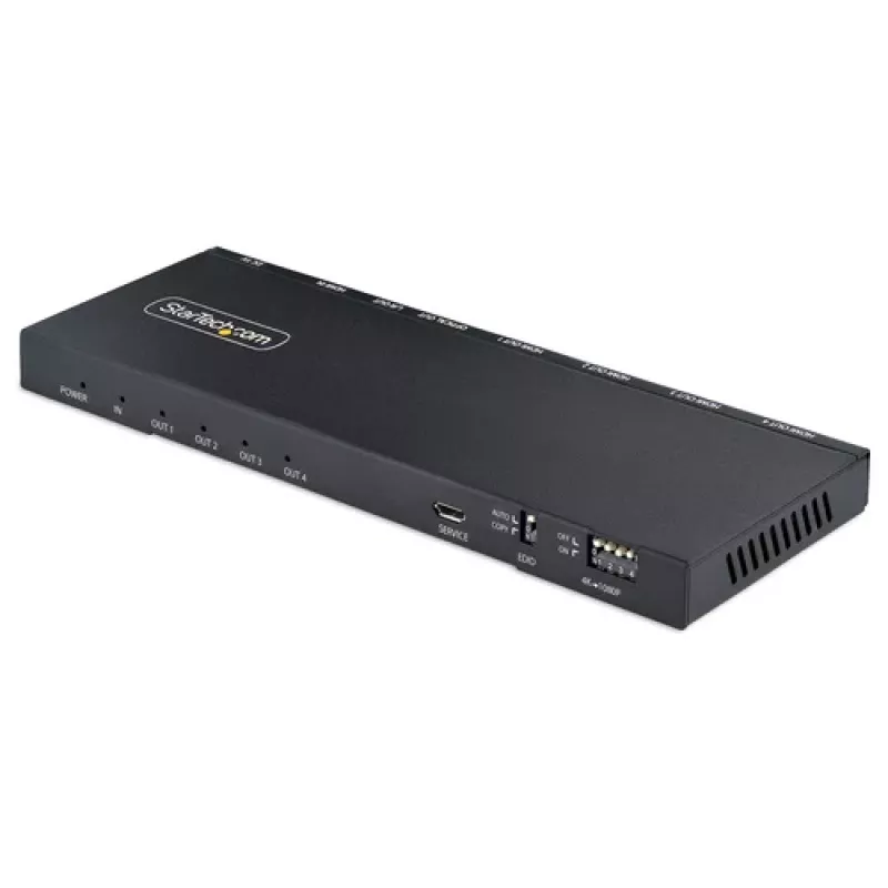 StarTech.com 4 prievadų 4K HDMI skirstytuvas 1x4, 4K 60Hz, HDMI 2.0, HDCP 2.2, HDR10, 18Gbps, EDID kopija, plieninis korpusas