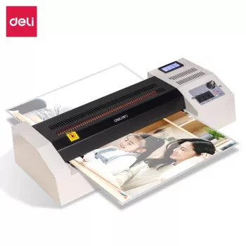DELI biuro laminatorius E3895-EU A3 | 250 mm/min karšto volelio laminavimas, iki 125 mikronų, apsauga nuo užstrigimo, šaltas laminavimas, juoda/sidabrinė