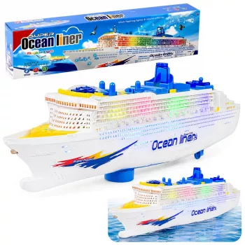 LEAN TOYS Passenger kruizinis laivas žaislas su frikcine pavara, šviesomis ir garsais