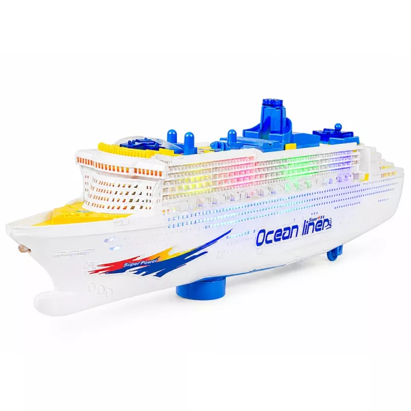 LEAN TOYS Passenger kruizinis laivas žaislas su frikcine pavara, šviesomis ir garsais