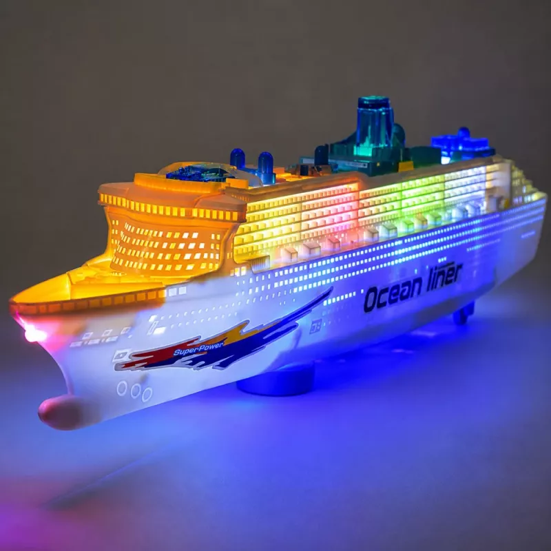 LEAN TOYS Passenger kruizinis laivas žaislas su frikcine pavara, šviesomis ir garsais