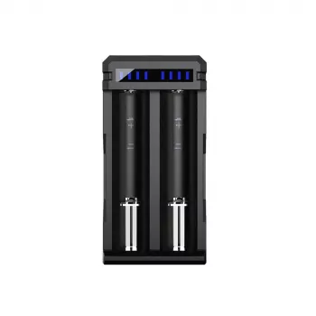 XTAR SC2 USB-C 2 lizdų Li-ion akumuliatorių įkroviklis su 2A greituoju įkrovimu ir 0V aktyvavimu