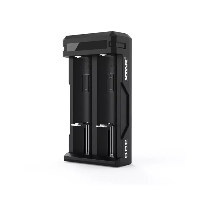 XTAR SC2 USB-C 2 lizdų Li-ion akumuliatorių įkroviklis su 2A greituoju įkrovimu ir 0V aktyvavimu