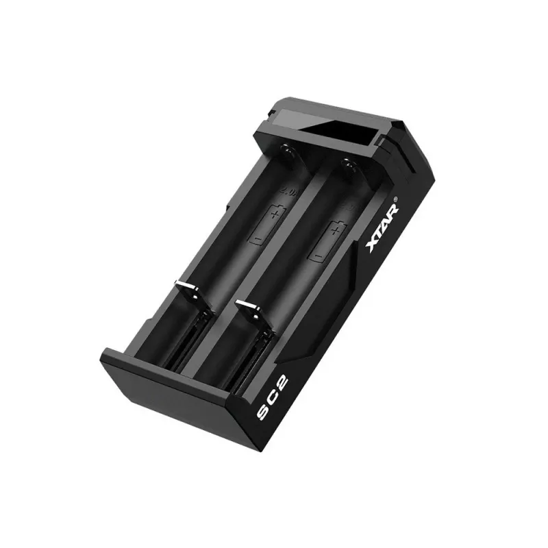 XTAR SC2 USB-C 2 lizdų Li-ion akumuliatorių įkroviklis su 2A greituoju įkrovimu ir 0V aktyvavimu
