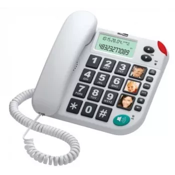 MAXCOM KXT480 stalinis telefonas - laidinis telefonas su skambučio numerio atpažinimu, garsiakalbiu, juodas