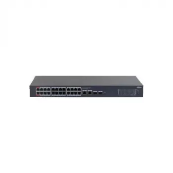 Dahua CS4228-24GT-375 24 prievadų Gigabit PoE++ valdomas komutatorius su 4 SFP uplinkais, 375W biudžetu, 2 lygio, skirtas montuoti į stelažą