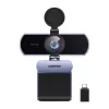 UGREEN FineCam Lite 4K UHD internetinė kamera su 4 mikrofonų masyvu, privatumo užsklanda, reguliuojamu matymo lauku, automatiniu kadravimu, HDR, USB-C, pilka