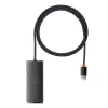 Baseus Lite Series 4 prievadų USB 3.0 šakotuvas - 5Gbps, maitinamas iš magistralės, juodas (WKQX030101)