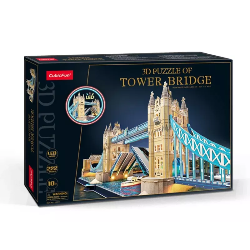 Cubic Fun 3D dėlionė Tower Bridge su LED apšvietimu | 113 dalių | Architektūros modelio rinkinys