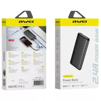 AWEI Power Bank 10000mAh P5K Pro 2xUSB - juoda