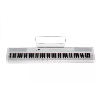 Artesia PA-88H WH 88 klavišų dinaminio hamero veikimo skaitmeninis pianinas su 12 balsų, 64 natų polifonija, įmontuotais stereo garsiakalbiais, USB MIDI ir laikymo pedalu - baltas