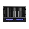 XTAR VC8S USB-C 8 lizdų išmanusis baterijų įkroviklis su QC3.0 adapteriu, skirtas Li-ion/Ni-MH
