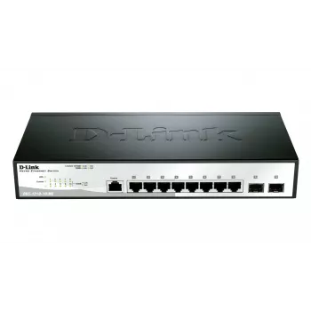 D-Link DGS-1210-10/ME/E išmanusis valdomas jungiklis, 8x Gigabit Ethernet, 2x SFP, montuojamas į stelažą