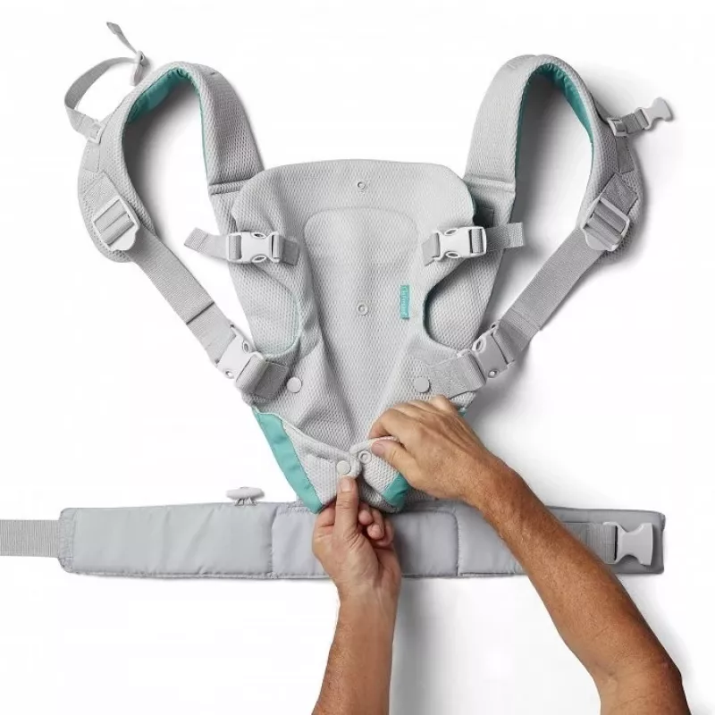 B-KIDS Infantino 4-in-1 konvertuojamas kūdikio nešyklė, pilka, 3.6–14.5 kg, JPMA sertifikuota, su nuimamu Wonder Cover™ seiliniu