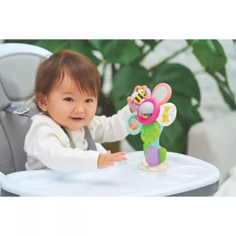 B-KIDS Infantino besisukanti gėlė su siurbtuku – įvairiaspalvis sensorinis žaislas kūdikiams nuo 6 mėn.