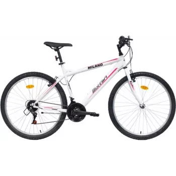 BIKE CITY MILANO 26 White/Pink moteriškas miesto dviratis 6 pavarų Shimano