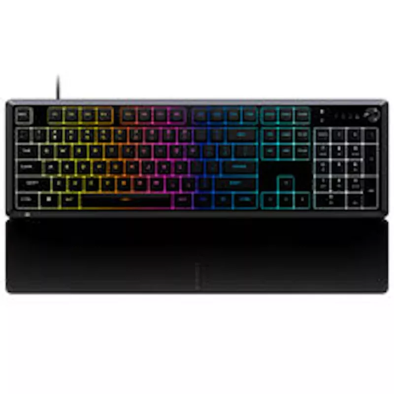 CORSAIR SKIFF 100 žaidimų klaviatūra, 10 zonų RGB, IP42 atspari išsiliejimui - juoda