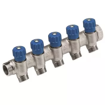 Caleffi 5R serijos termostatinis maišymo vožtuvas 3/4 inch NPT įvadas x 1/2 inch NPT išvadas, bešvinis žalvaris, ASSE 1017