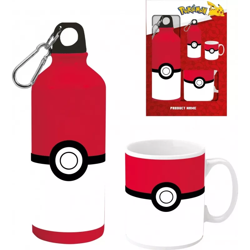 Pokemon aliumininis butelis 500ml su keraminiu puodeliu