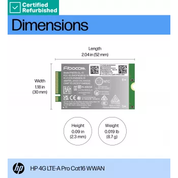RENEW GOLD HP 4G LTE Modemas m.2 WWAN Cat 16 L860-GL-16 Mobilusis plačiajuostis ryšys (suderinamas su WWAN-ready EliteBook 630 640 645 660 830 840 860 1040 G11, x360 G11, ProBook 440 460 465 G11, ZBook Firefly Fury Power 14 16 G11 G11A)