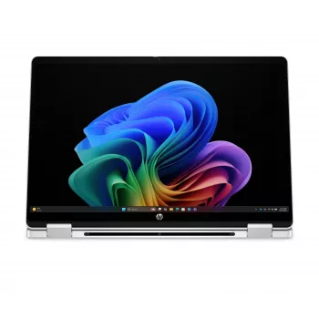 HP OmniBook 5 Flip NG AI 14-km0001nnx - Ultra 7 355, 32GB LPDDR5X 7467 on-board, 512GB, Touch/14.0 2K (1920x1200) OLED, Glacier Silver DF+ AI logotipas - 5MP IR TNR, be 65W AC adapterio, Win 11 Home, 1 metai