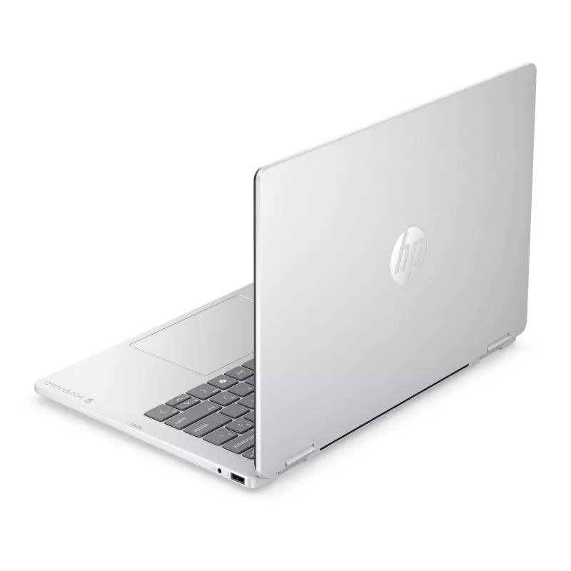 HP OmniBook 5 Flip NG AI 14-km0001nnx - Ultra 7 355, 32GB LPDDR5X 7467 on-board, 512GB, Touch/14.0 2K (1920x1200) OLED, Glacier Silver DF+ AI logotipas - 5MP IR TNR, be 65W AC adapterio, Win 11 Home, 1 metai