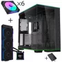 Lian Li O11D EVO RGB PC korpuso rinkinys + HydroShift II LCD-S 360TL AiO + 6x UNI FAN SL-INF 120 Reverse Blade ventiliatoriai + UNI HUB SL-INF - juoda