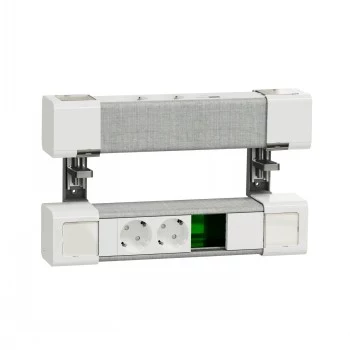 SCHNEIDER ELECTRIC UNICA SYSTEM+ STALINIS BLOKAS 4XSCHUKO+USB A/C+RJ45 OPT, BALTA/PILKA