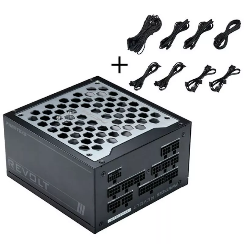 Phanteks Revolt 1200W Platinum Bundle, maitinimo blokas su kabelių rinkiniu - juoda