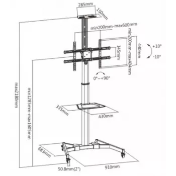 LH-GROUP FLROOSSTAND WITH WHEELS 37-70 BASIC