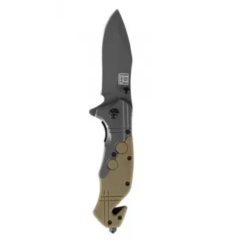 101 INC Commander Rescue Folding Knife Black/Tan
