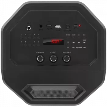 2.0 nešiojamas garsiakalbis SVEN PS-670, juodas, galia 2x32,5W (RMS), TWS, Bluetooth, FM, USB, microSD, LED ekranas, nuotolinio valdymo pultas, ličio baterija
