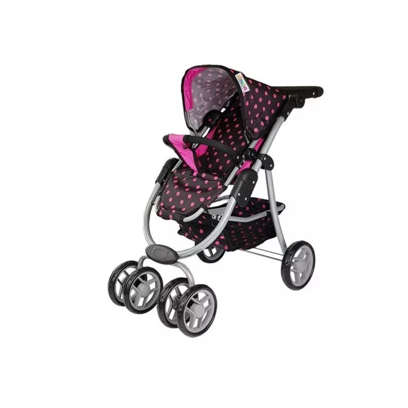2-in-1 vežimėlis su krepšiu ir lopšiu Black-Pink 7706 Lean Toys