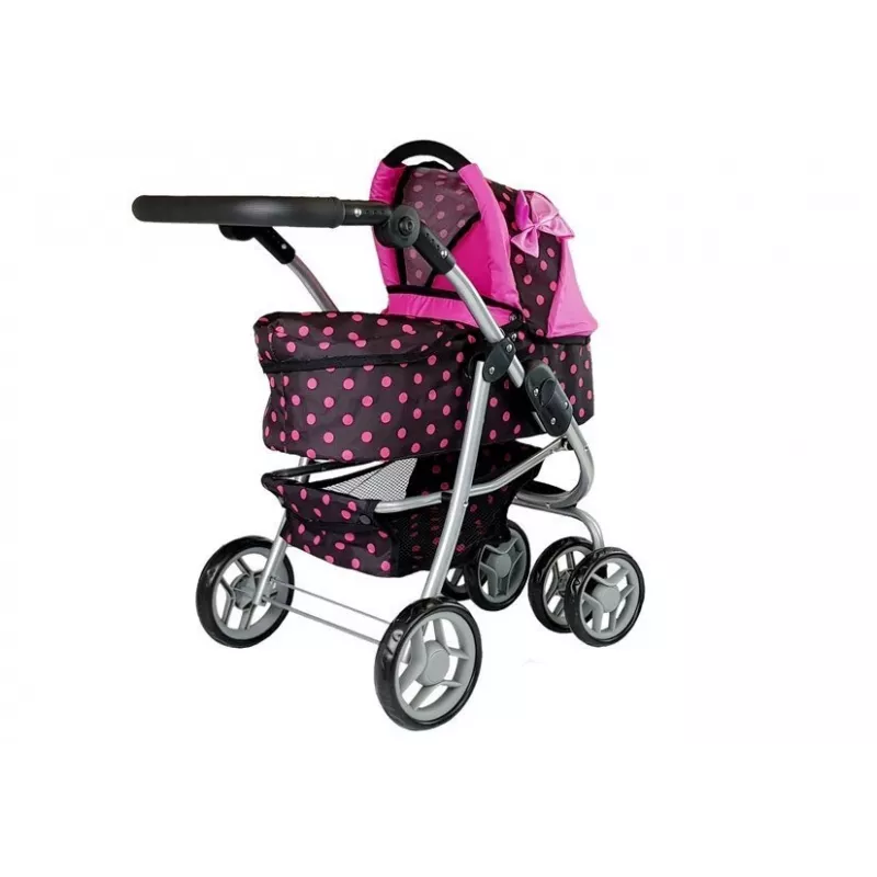 2-in-1 vežimėlis su krepšiu ir lopšiu Black-Pink 7706 Lean Toys