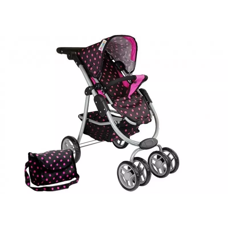 2-in-1 vežimėlis su krepšiu ir lopšiu Black-Pink 7706 Lean Toys