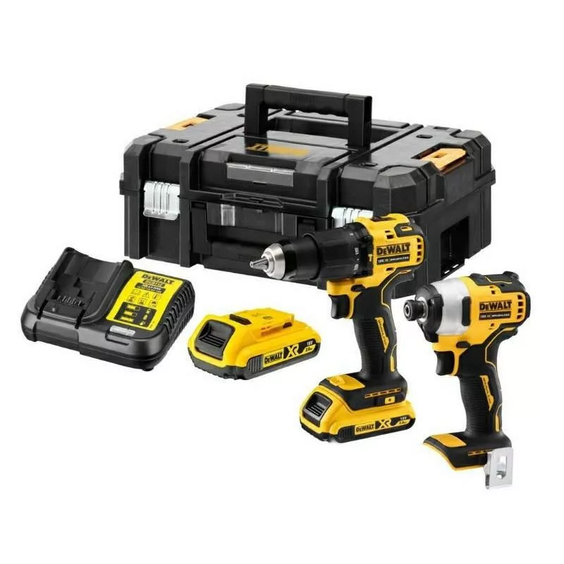 DEWALT 18V Kombinuotas rinkinys DCK2060L2T (DCD778 Gręžtuvas su smūgiu + DCF787 Smūginis suktuvas) 2x 3,0 Ah Li-Ion akumuliatoriai, įkroviklis, TSTAK II dėklas