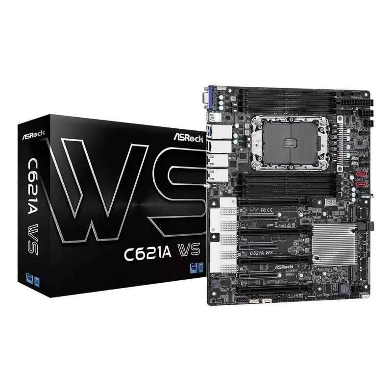 ASRock C621A WS pagrindinė plokštė - Intel C621A mikroschemų rinkinys - LGA4189 lizdas - CEB formos faktorius - 8x DDR4 DIMM - 2x 10GbE LAN - IPMI