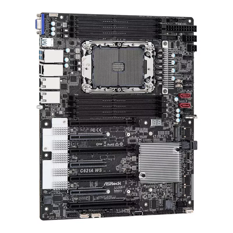 ASRock C621A WS pagrindinė plokštė - Intel C621A mikroschemų rinkinys - LGA4189 lizdas - CEB formos faktorius - 8x DDR4 DIMM - 2x 10GbE LAN - IPMI