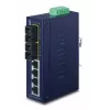 PLANET ISW-621TS15 Pramoninis nevaldomas L2 Fast Ethernet jungiklis su 4x 10/100 + 2x 100Base-FX SC kelių režimų, DIN bėgelis/sieninis montavimas, -40 iki 75°C