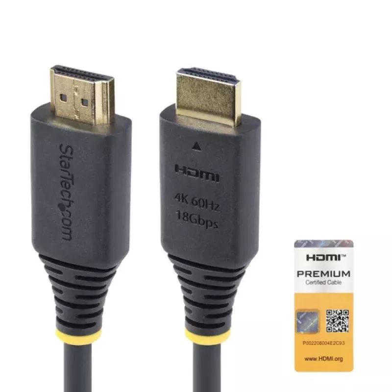 StarTech.com 1.5m (4.9ft) Premium Certified High Speed HDMI Cable, 4K60Hz, Black